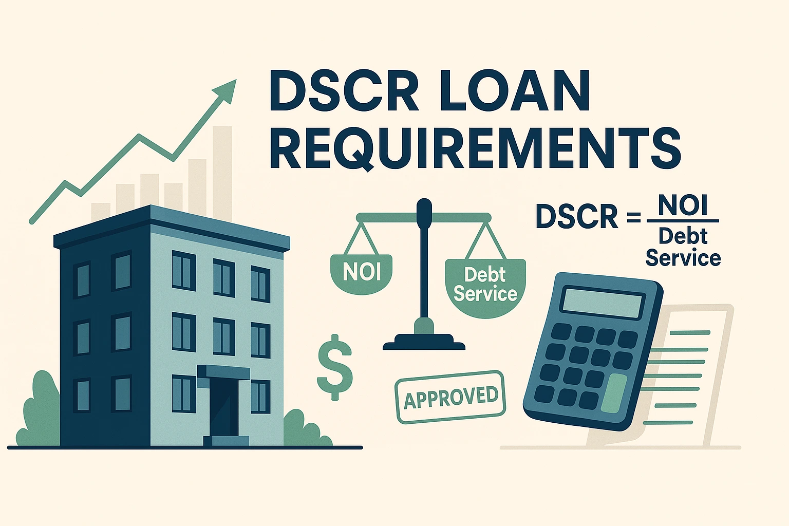 Infographic detailing DSCR loan requirements and benefits