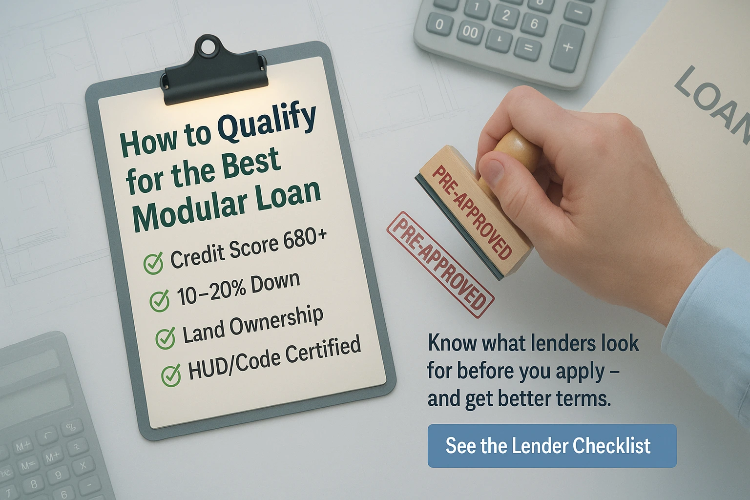 Lender criteria for modular home financing